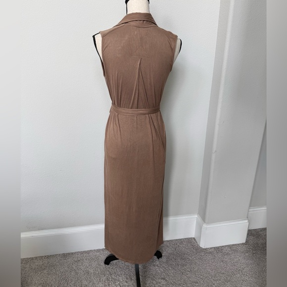 Anthropologie Porridge Sleeveless Taupe Wrap Dress - Picture 6 of 11